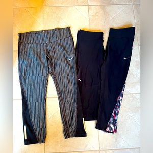 Three different styles of NIKE DriFit crop leggings size MEDIUM